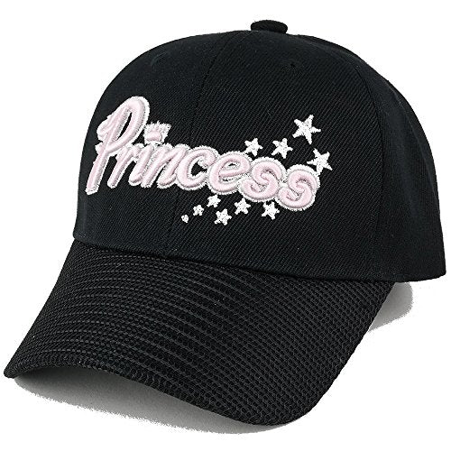 Trendy Apparel Shop Princess Text Kids Size Embroidered Adjustable Girl's Baseball Cap - Black