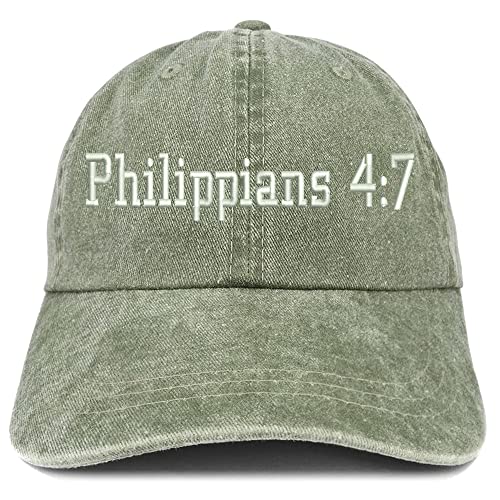 Trendy Apparel Shop Philippians 4:7 Washed Pigment Dyed Baseball Cap