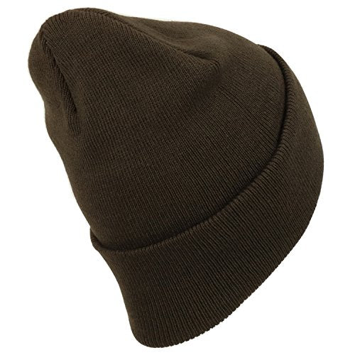 Trendy Apparel Shop Plain Long Cuff Winter Acrylic Beanie Cap