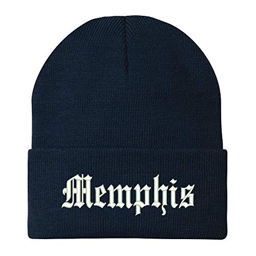 Trendy Apparel Shop Old English Font Memphis City Embroidered Winter Long Cuff Beanie