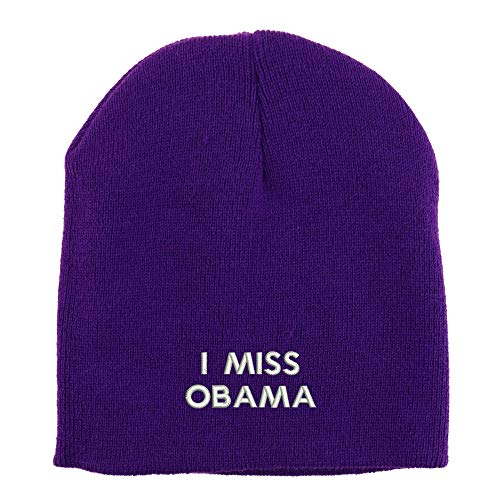 Trendy Apparel Shop I Miss Obama Embroidered Made in USA Short Acrylic Knit Winter Beanie Hat