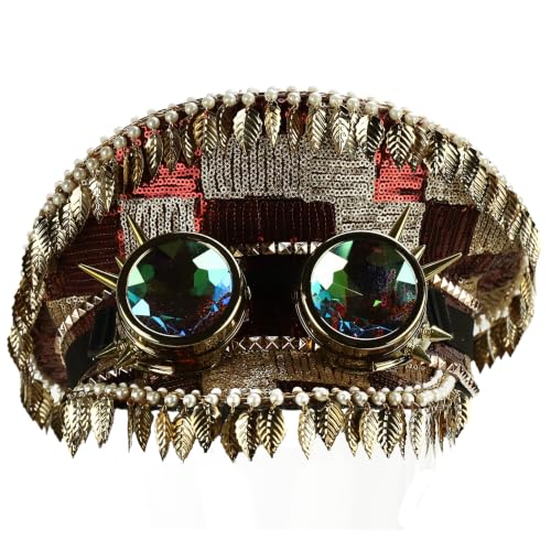 Trendy Apparel Shop Festival Party Sparkly Sequin Rhinestone Captain Hat