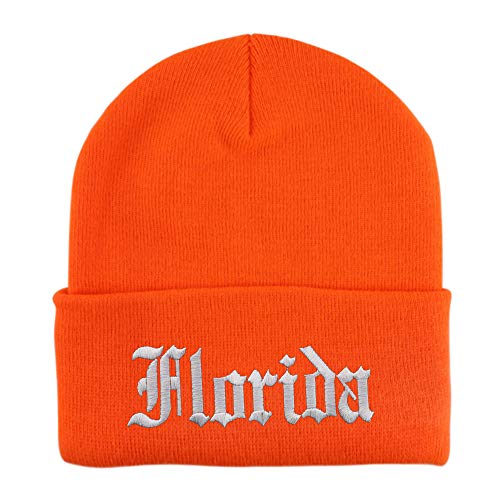 Trendy Apparel Shop Florida State Old English Embroidered Long Cuff Beanie