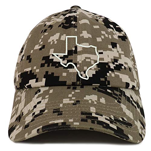 Trendy Apparel Shop Texas State Outline Embroidered Brushed Cotton Dad Hat Cap