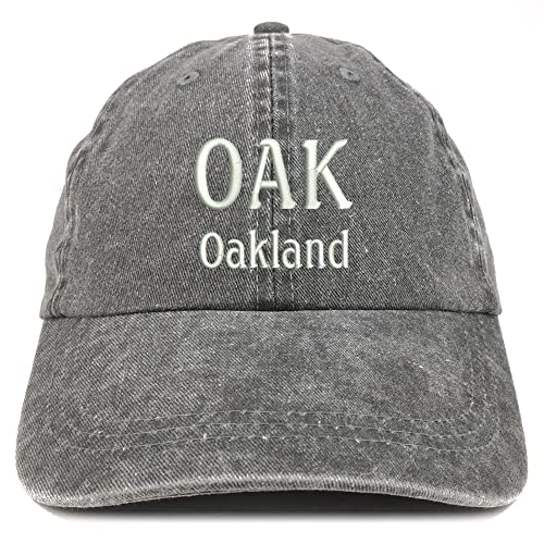 Trendy Apparel Shop Oak Oakland Embroidered Pigment Dyed Washed Baseball Cap