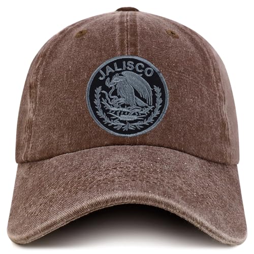 Trendy Apparel Shop Jalisco Mexico Charcoal Embroidered Patch Pigment Dyed Washed Baseball Cap