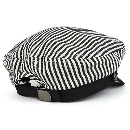 Trendy Apparel Shop Greek Sailor Fisherman Stripe Crown Baker Boy Hat with Rope Band