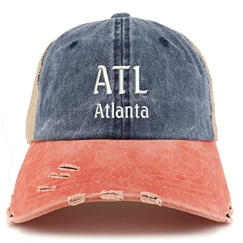 Trendy Apparel Shop ATL Atlanta Embroidered Frayed Bill Trucker Mesh Back Cap