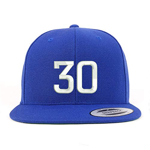 Trendy Apparel Shop Number 30 Embroidered Snapback Flatbill Baseball Cap