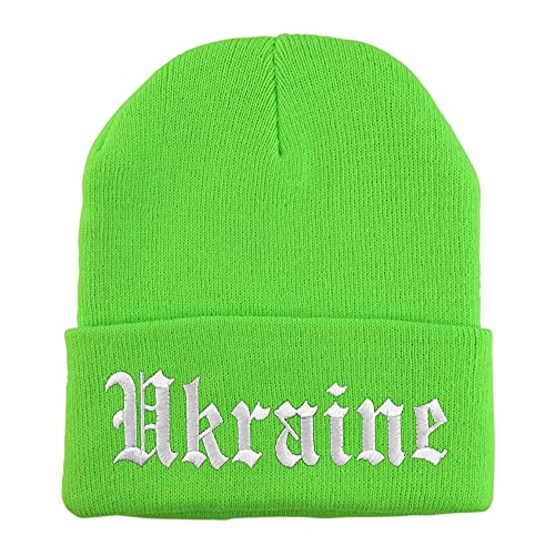 Trendy Apparel Shop Ukraine Old English Embroidered Long Cuff Beanie