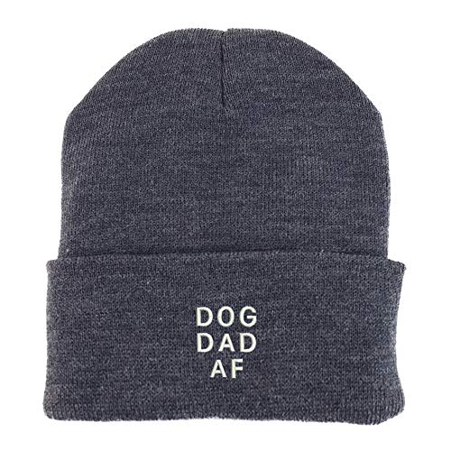 Trendy Apparel Shop Dog Dad Af Embroidered Made in USA Cuff Folded Acylic Knit Winter Beanie Hat