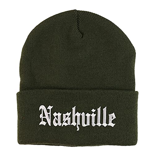 Trendy Apparel Shop Nashville Old English Embroidered Long Cuff Beanie