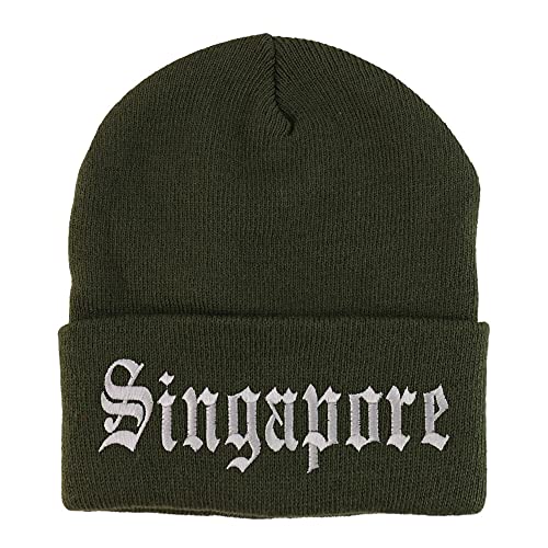 Trendy Apparel Shop Singapore Old English Embroidered Long Cuff Beanie