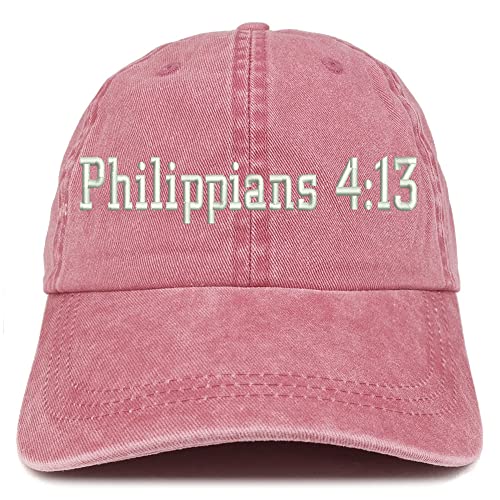 Trendy Apparel Shop Philippians 4:13 Washed Pigment Dyed Baseball Cap