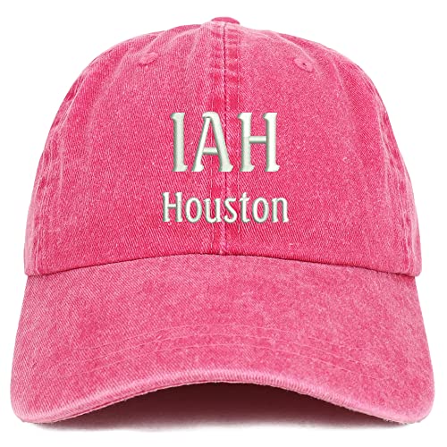 Trendy Apparel Shop IAH Houston Embroidered Pigment Dyed Washed Baseball Cap