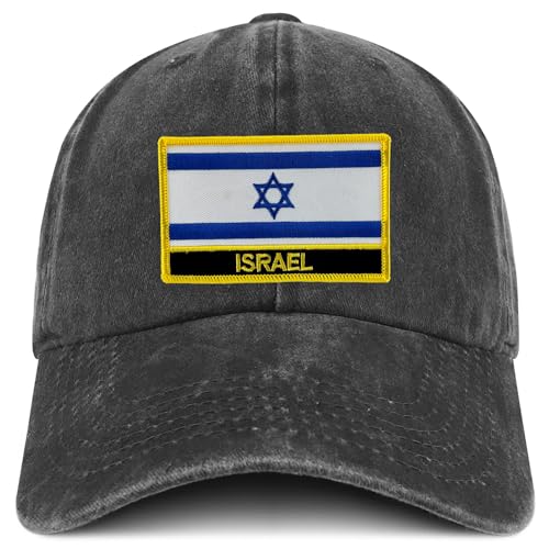 Trendy Apparel Shop Israel Flag Embroidered Patch Pigment Dyed Washed Baseball Cap