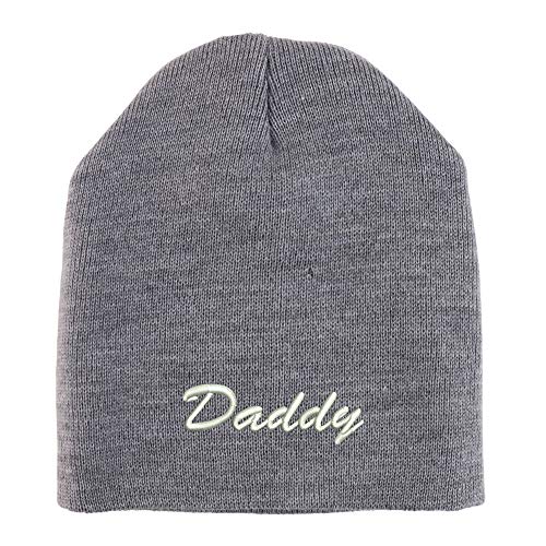Trendy Apparel Shop Daddy Script Font Embroidered Made in USA Short Acrylic Knit Winter Beanie Hat