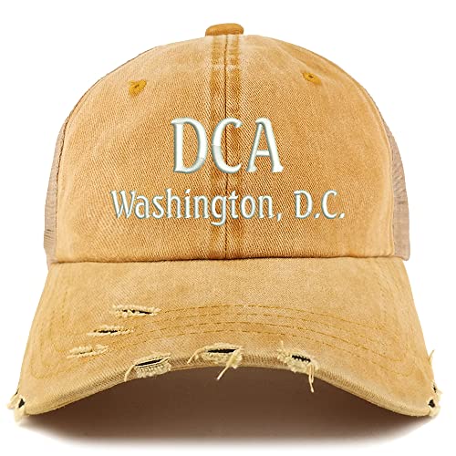 Trendy Apparel Shop DCA Washington DC Embroidered Frayed Bill Trucker Mesh Back Cap