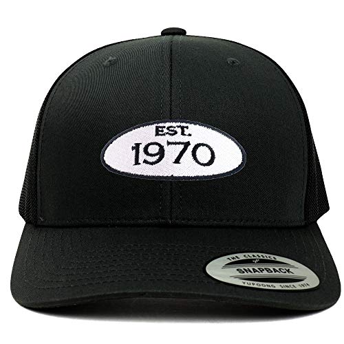 Trendy Apparel Shop Established 1970 Patch 50th Birthday Retro Trucker Mesh Cap