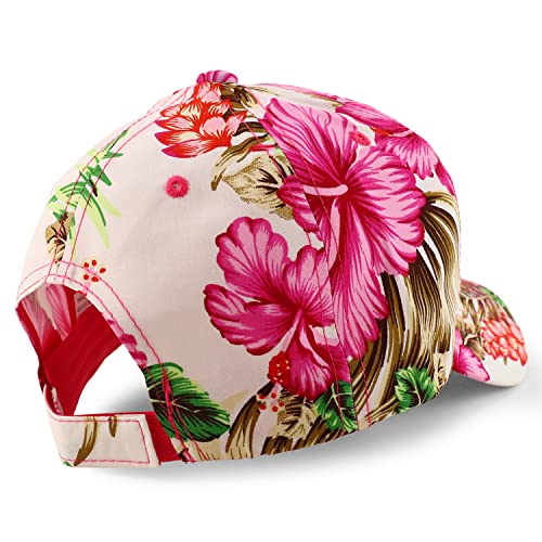 Trendy Apparel Shop Tropical Flower Hibiscus Pattern Print Baseball Cap