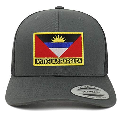 Trendy Apparel Shop Antigua and Barbuda Flag Patch Retro Trucker Mesh Cap