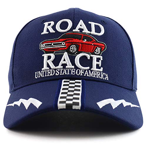 Trendy Apparel Shop Road Race 3D Embroidered USA Race Flag Baseball Cap
