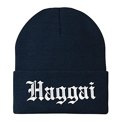 Trendy Apparel Shop Haggai Old English Embroidered Long Cuff Beanie