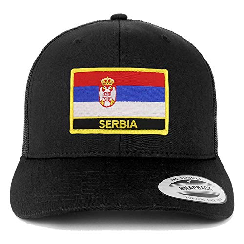 Trendy Apparel Shop Serbia Flag Patch Retro Trucker Mesh Cap