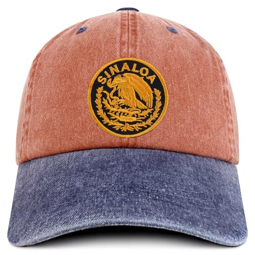 Trendy Apparel Shop Sinaloa Mexico Gold Embroidered Patch Pigment Dyed Washed Baseball Cap