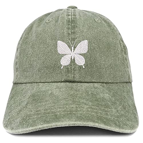 Trendy Apparel Shop Butterfly Embroidered Pigment Dyed Washed Baseball Cap