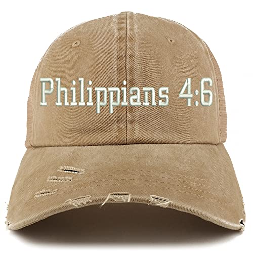 Trendy Apparel Shop Philippians 4:6 Frayed Bill Trucker Mesh Back Cap