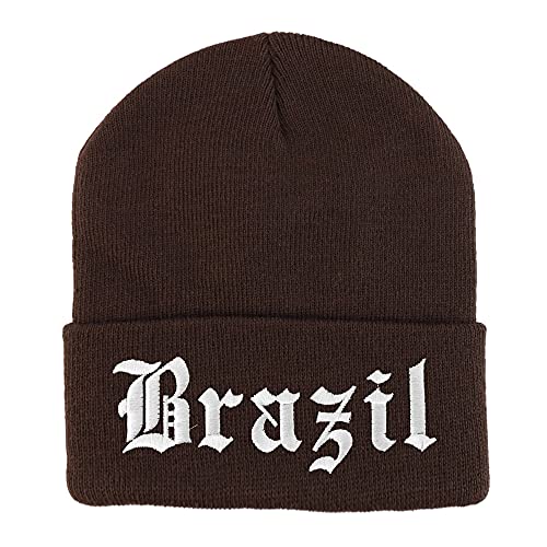 Trendy Apparel Shop Brazil Old English Embroidered Long Cuff Beanie