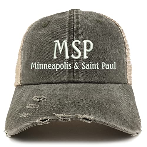 Trendy Apparel Shop MSP Minneapolis and Saint Paul Embroidered Frayed Bill Trucker Mesh Back Cap