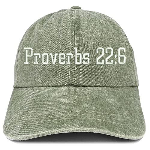 Trendy Apparel Shop Proverbs 22: 6 Washed Pigment Dyed Baseball Cap