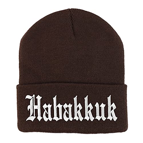 Trendy Apparel Shop Habakkuk Old English Embroidered Long Cuff Beanie