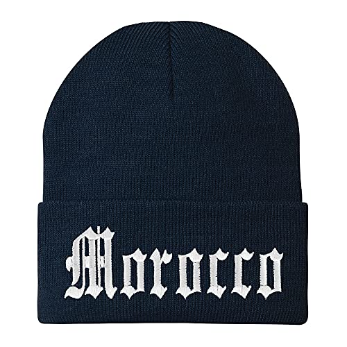 Trendy Apparel Shop Morocco State Old English Embroidered Long Cuff Beanie