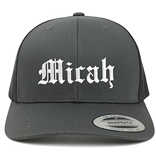 Trendy Apparel Shop Micah Old English 6 Panel Trucker Mesh Cap