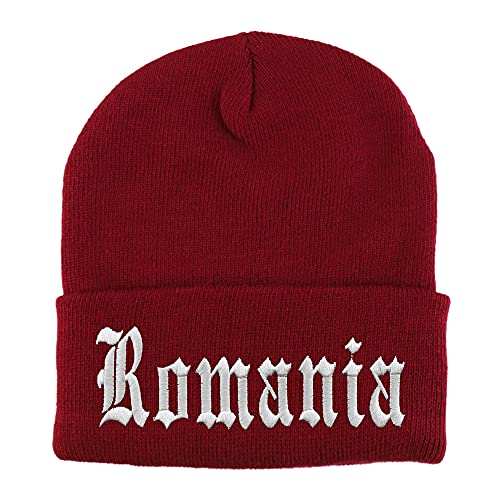 Trendy Apparel Shop Romania Old English Embroidered Long Cuff Beanie