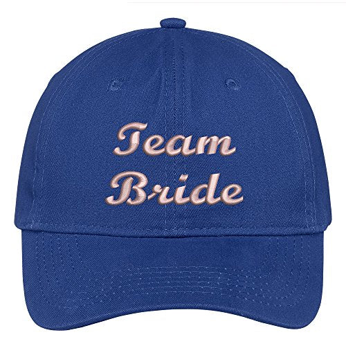 Trendy Apparel Shop Team Bride Script Wedding Theme Embroidered Soft Crown Cotton Cap