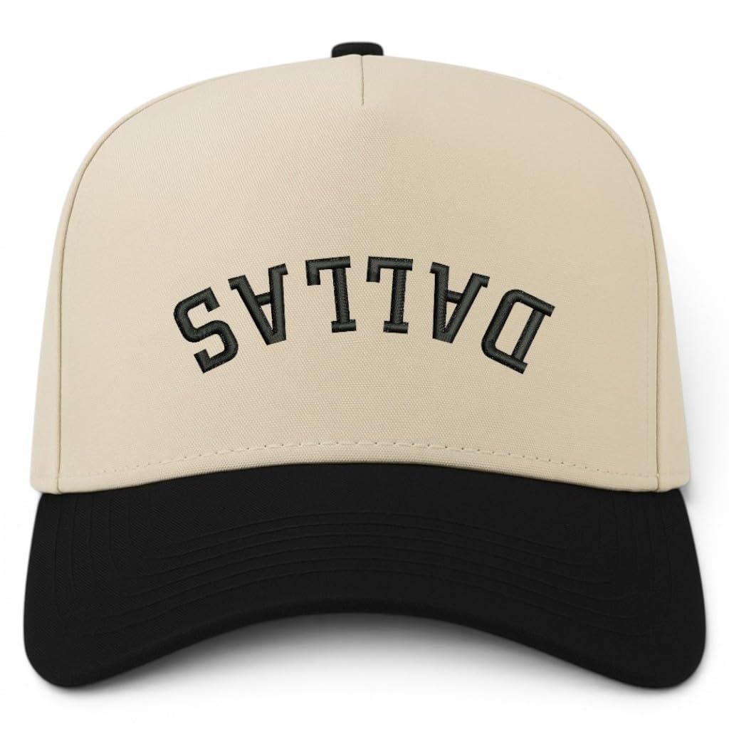 Trendy Apparel Shop Dallas Upside Down Embroidered 5 Panel Two Tone Vintage Ball Cap