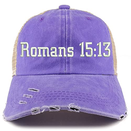Trendy Apparel Shop Romans 15:13 Frayed Bill Trucker Mesh Back Cap