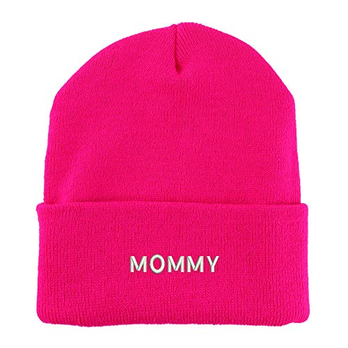 Trendy Apparel Shop Mommy Embroidered Made in USA Cuff Folded Acylic Knit Winter Beanie Hat