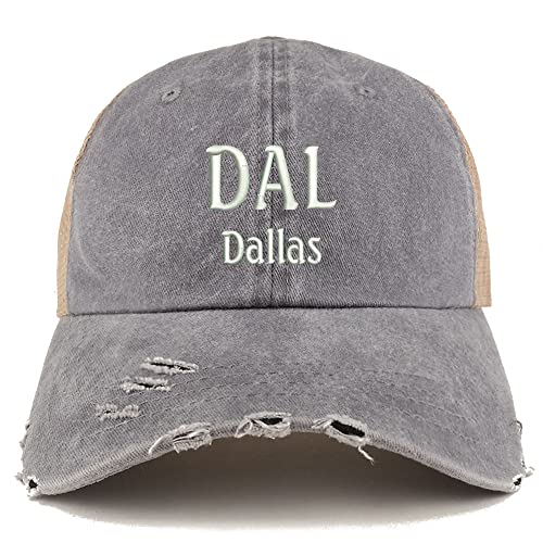 Trendy Apparel Shop DAL Dallas Embroidered Frayed Bill Trucker Mesh Back Cap