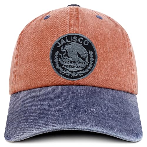 Trendy Apparel Shop Jalisco Mexico Charcoal Embroidered Patch Pigment Dyed Washed Baseball Cap