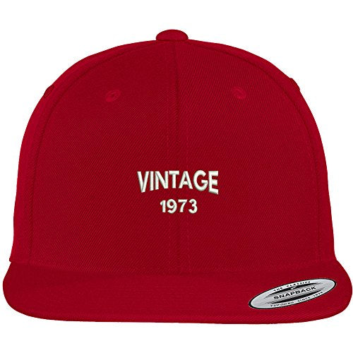 Trendy Apparel Shop Small Vintage 1973 Embroidered 46th Birthday Flat Bill Snapback Baseball Cap