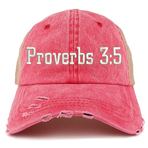Trendy Apparel Shop Proverbs 3:5 Frayed Bill Trucker Mesh Back Cap