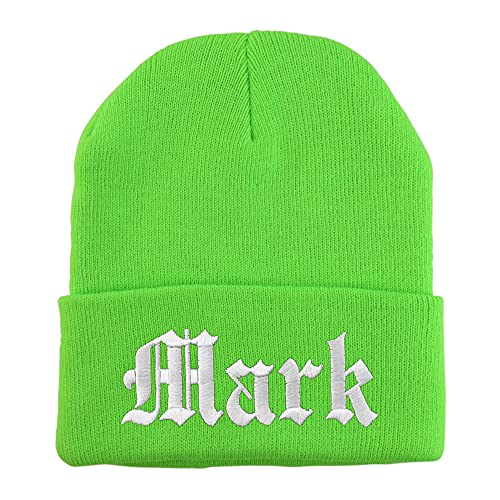 Trendy Apparel Shop Mark Old English Embroidered Long Cuff Beanie