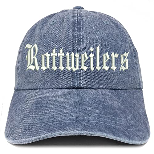 Trendy Apparel Shop Old English Rottweilers Washed Pigment Dyed Baseball Cap