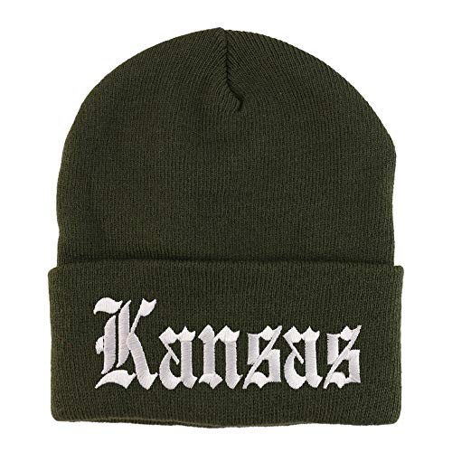 Trendy Apparel Shop Kansas State Old English Embroidered Long Cuff Beanie