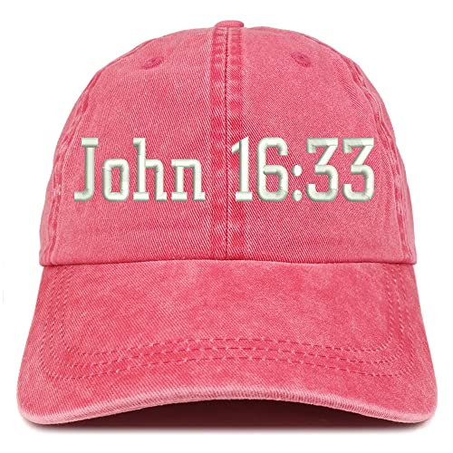 Trendy Apparel Shop John 16:33 Washed Pigment Dyed Baseball Cap